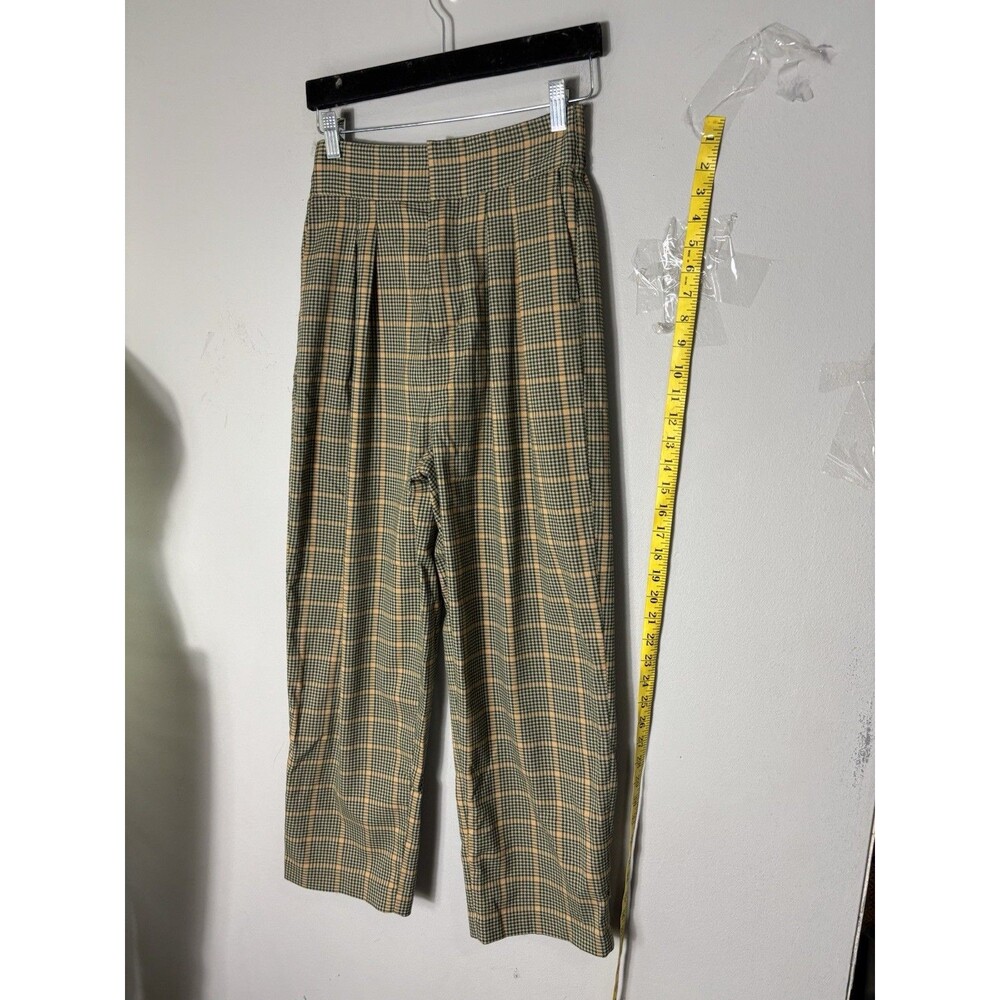 Urban Outfitters Crop Pants Womens  Green Plaid Retro Pleated Trendy S